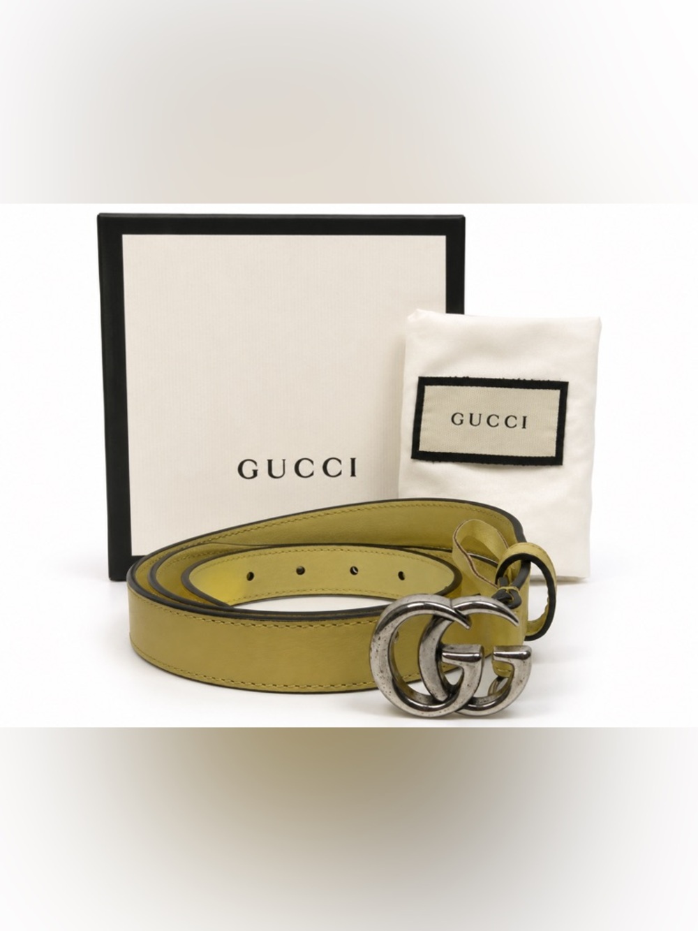Gucci GG Marmont Belt Butter Yello Thin Size 90 / 36 Box + Dust Bag - Picture 1 of 7